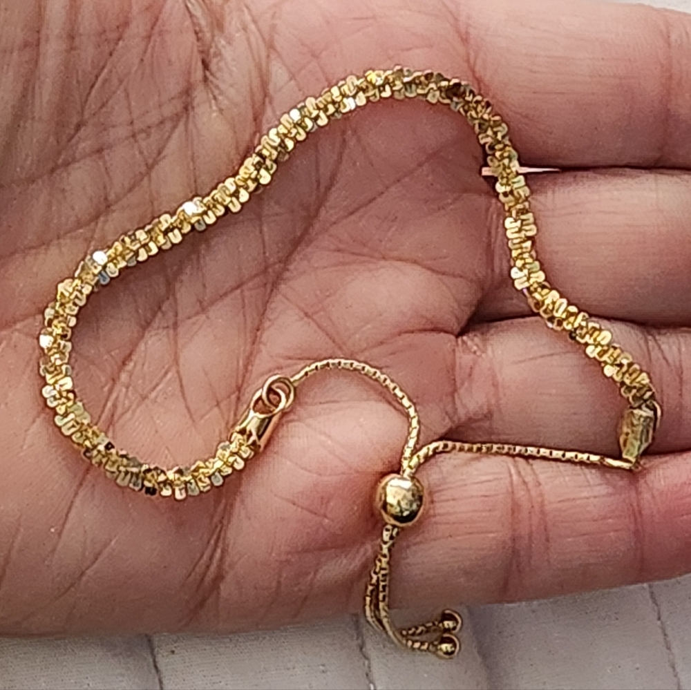 Gold over 925 sterling bolo bracelet, adjustable, made on Italy signed